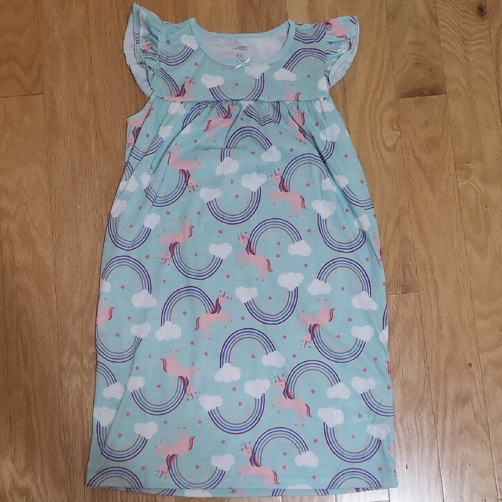 NWOT Carter's Blue Unicorn and Rainbow Nightgown